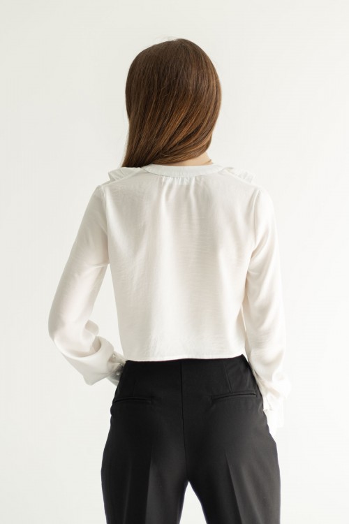 Блуза біла укорочена з рюшами [031-0224]