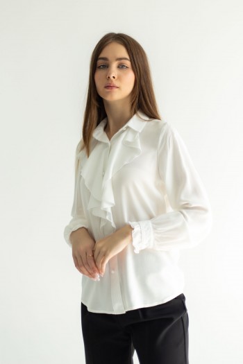 Блуза біла жабо [031-0923]