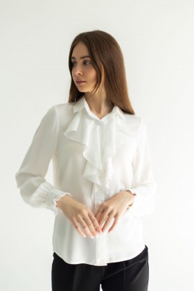 Блуза біла жабо [031-0923]