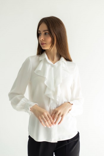 Блуза біла жабо [031-0923]