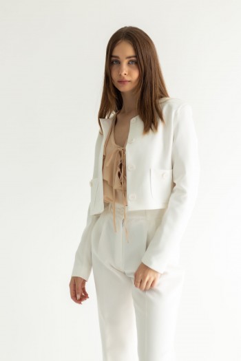 Пиджак белый укороченный [101-0723]