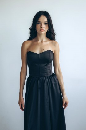 Корсет чорний атласний [080-0724]