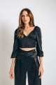 Блуза корсетом чорна, спина на зав'язку [030-1123]
