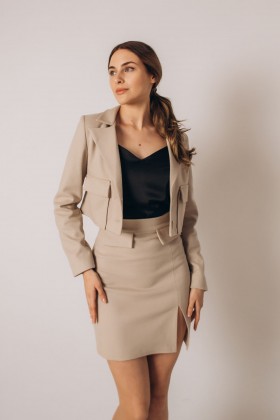 Юбка мини бежевая с распоркой [063-1123]