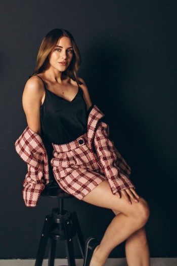 Костюм твид длинный пиджак и шорты [092-1023]