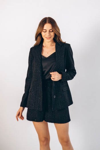 Пиджак удлиненный черный [100-1123]