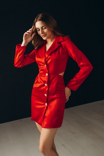 Сукня піджак червона в королівському атласі [022-1023]
