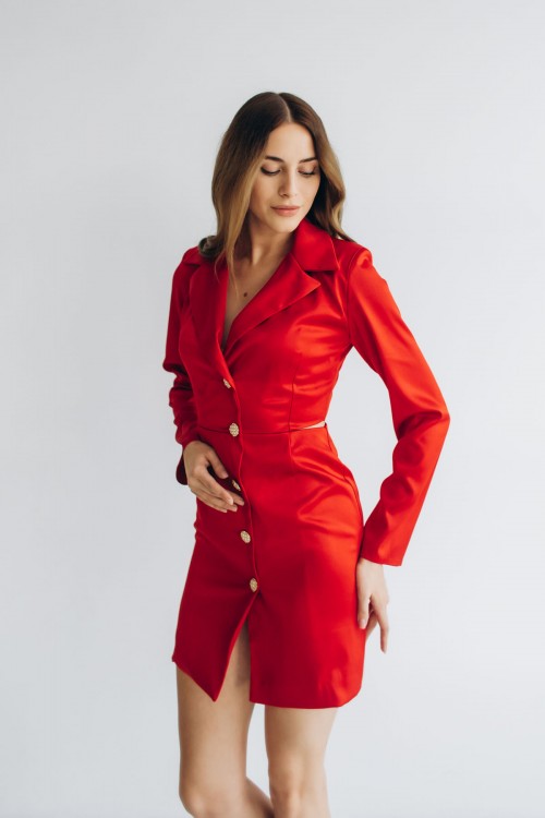 Сукня піджак червона в королівському атласі [022-1023]