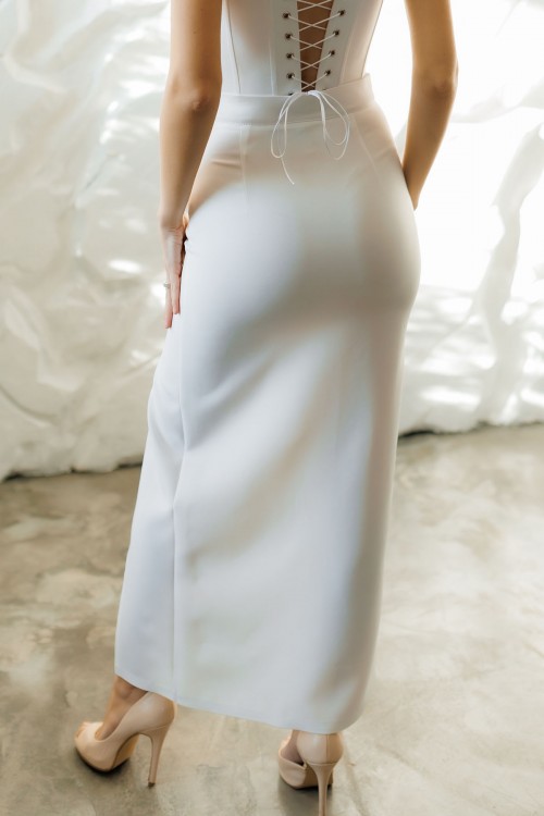 Спідниця біла з розпіркою "Максі" [061-0224]