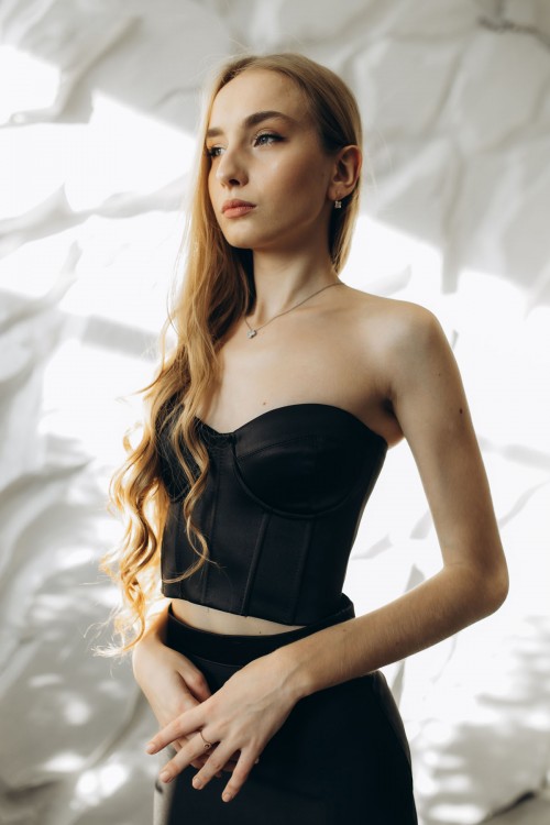 Корсет атласний чорний "Грація" [080-1125]