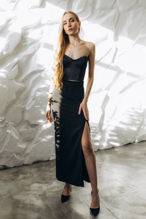 Корсет атласний чорний "Грація" [080-1125]