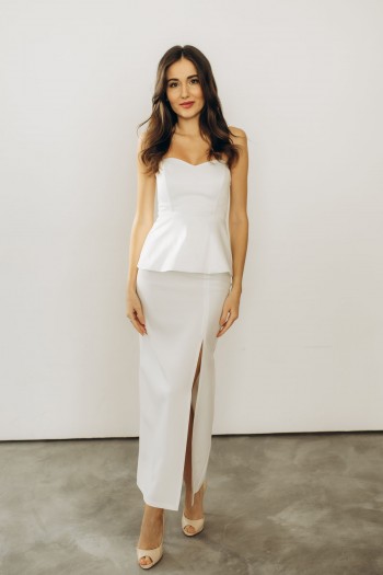  Корсет атласний білий "Баска" [081-0525]