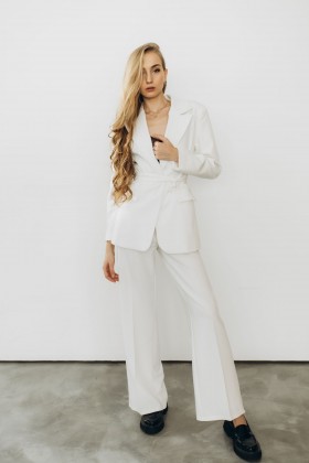 Жакет виталений із поясом білий "Мілана" [101-0825]