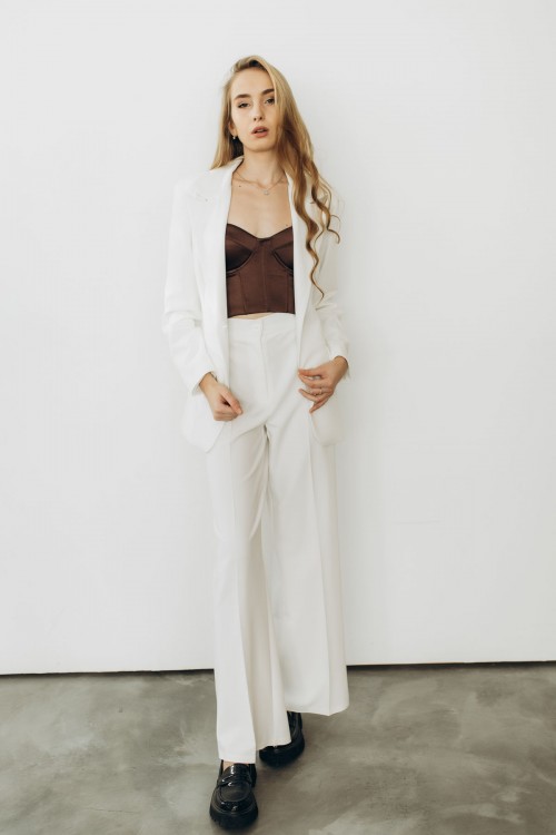 Штани прямого крою білі "Мілана" [071-0625]