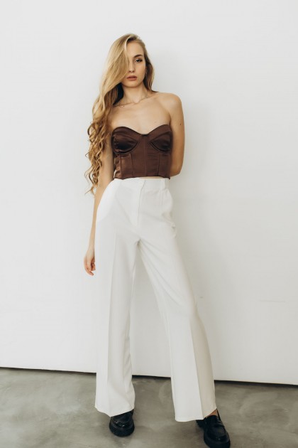 Штани прямого крою білі "Мілана" [071-0625]