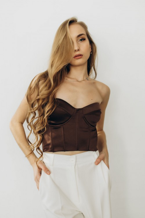 Корсет атласный шоколадный "Грация" [083-1125]