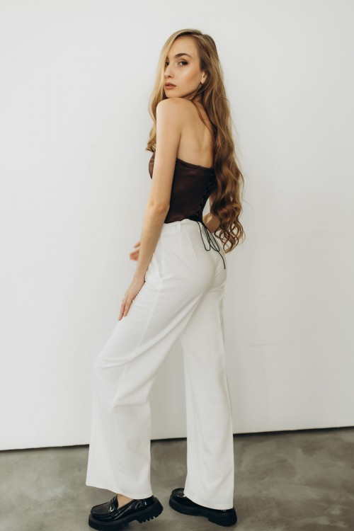 Штани прямого крою білі "Мілана" [071-0625]