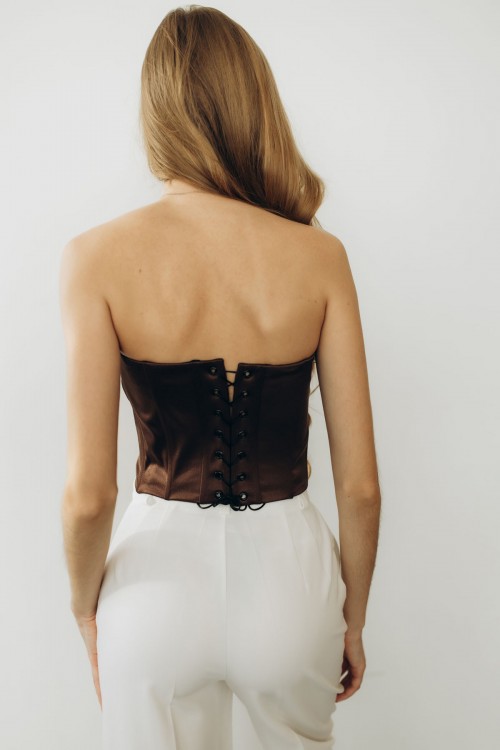 Корсет атласный шоколадный "Грация" [083-1125]