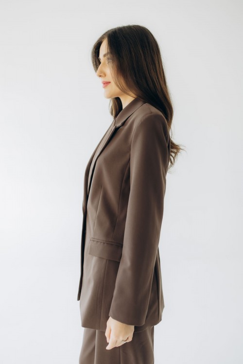 Жакет виталений із поясом шоколадний  "Мілана" [103-0825]
