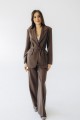 Костюм шоколадний піджак з поясом і штани прямого крою "Мілана"   [093-0825]