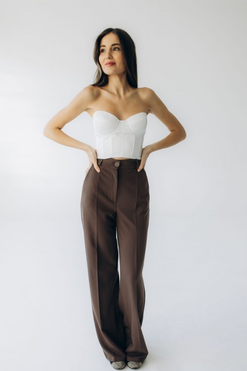 Штани прямого крою шоколадні "Мілана" [073-0625]