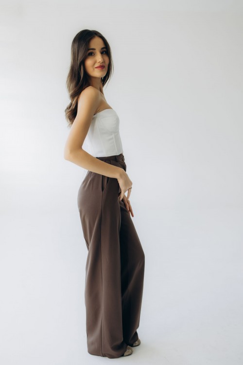 Штани прямого крою шоколадні "Мілана" [073-0625]