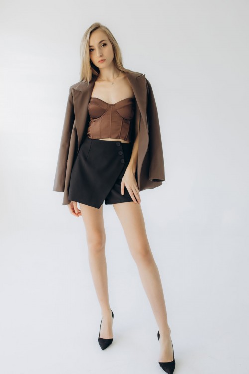 Шорты-юбка черного цвета "Адель" [130-1125]