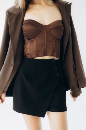 Шорти-спідниця чорного кольору "Адель" [130-1125]