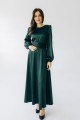  Платье атласное длины макси изумрудное "Анна" [015-1125]