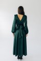  Платье атласное длины макси изумрудное "Анна" [015-1125]