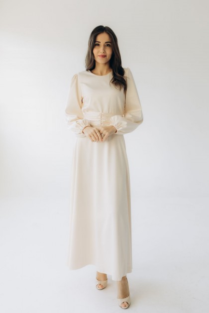 Сукня атласна довжини максі айворі "Анна" [013-1125]