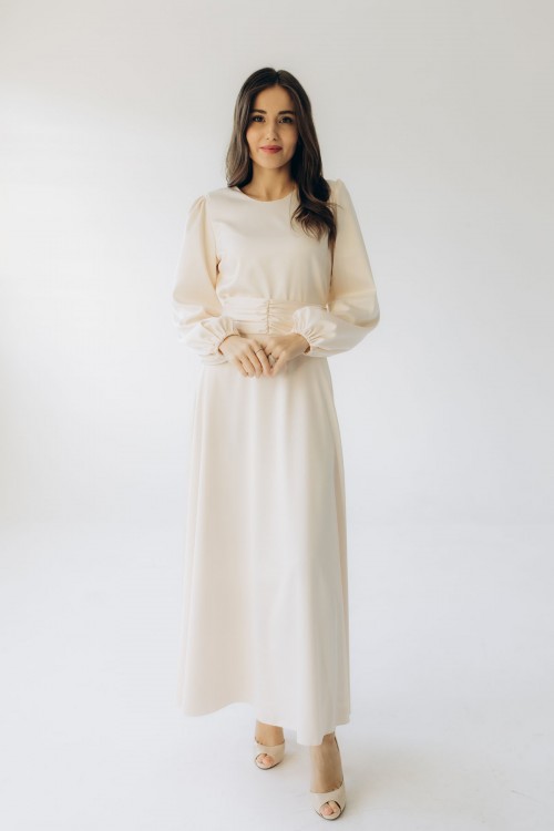 Сукня атласна довжини максі айворі "Анна" [013-1125]