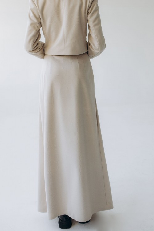 Спідниця кашемірова максі бежева "Софія"[063-1125] 