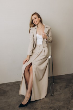 Спідниця кашемірова максі бежева "Софія"[063-1125] 