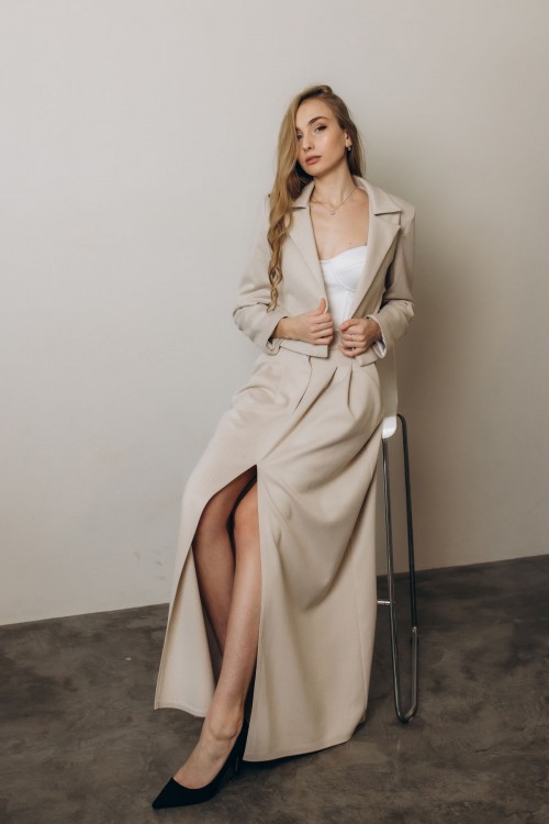  Жакет кашемировый бежевый укороченный "София"[103-1125]