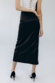 Спідниця атласна чорна з розпіркою "Камелія" [060-1225]