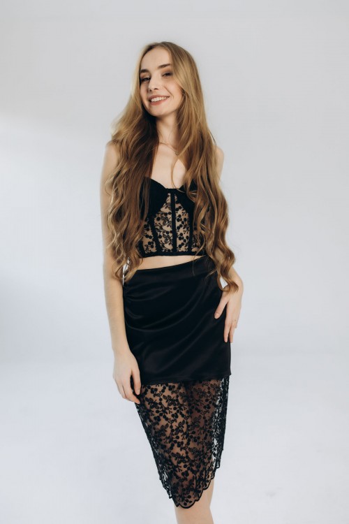 Корсет мережевний чорний "Вікторія" [080-1025]