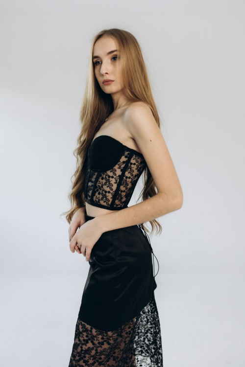 Корсет мережевний чорний "Вікторія" [080-1025]