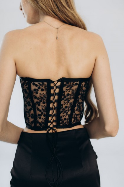 Корсет мережевний чорний "Вікторія" [080-1025]