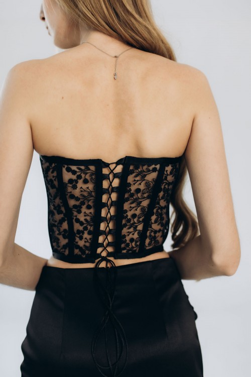 Корсет мережевний чорний "Вікторія" [080-1025]