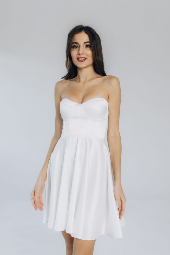 Платье корсетное атласное белое "Надия" [021-0825]