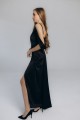 Сукня атласна довжини максі чорна "Афіна" [010-0625]