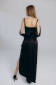 Сукня атласна довжини максі чорна "Афіна" [010-0625]