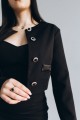 Костюм черный с укороченным пиджаком и макси юбка [090-0224]