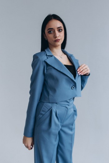 Пиджак голубой укороченный [106-0124]