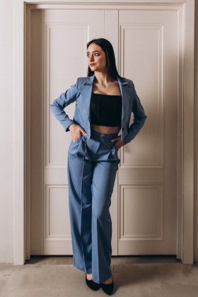 Штани блакитного кольору прямі  [076-0124]