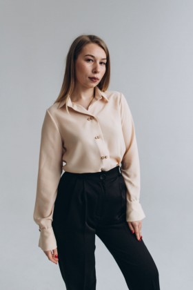 Блуза бежева із двойним рядом гудзиків [033-1223]