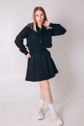 Сорочка чорна укорочена котонова [030-0923]