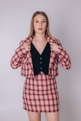 Юбка букле в клетку [062-0923]