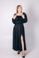 Платье черное пышный рукав из королевского атласа [020-1023]